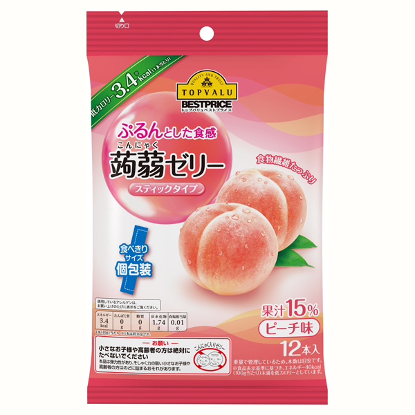 ぷるんとした食感 蒟蒻ゼリー スティックタイプ ピーチ味 商品画像 (メイン)