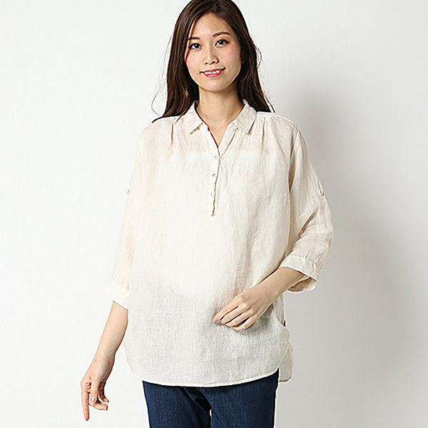 麻100%裾ターンバックスキッパーシャツ 商品画像 (メイン)