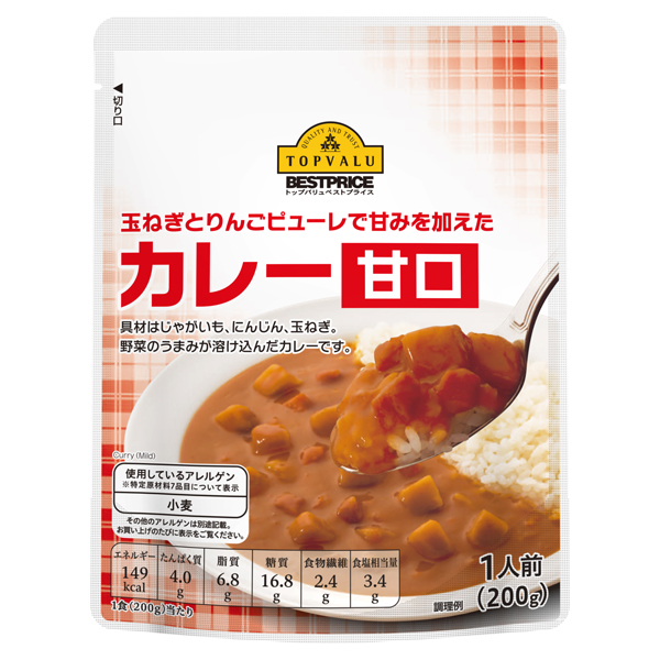 玉ねぎとりんごピューレで甘みを加えた カレー甘口 イオンのプライベートブランド Topvalu トップバリュ イオンのプライベートブランド Topvalu トップバリュ