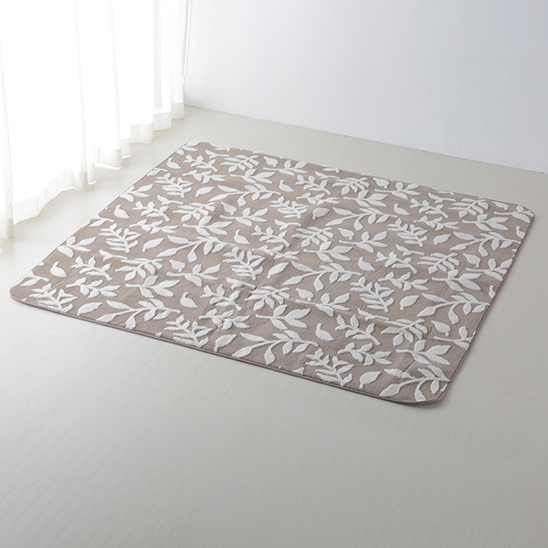 HOME COORDY ボアジャカードフロアラグ リーフ柄 商品画像 (メイン)