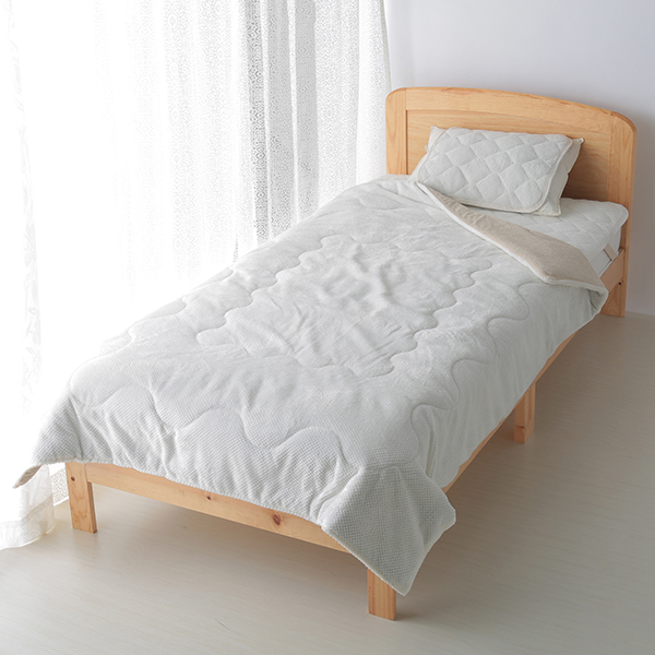 HOME COORDY ワッフル起毛とオーガニックコットンパイルリバーシブル肌掛けふとん 商品画像 (メイン)