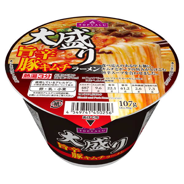 大盛り 旨辛豚キムチラーメン イオンのプライベートブランド Topvalu トップバリュ イオンのプライベートブランド Topvalu トップバリュ