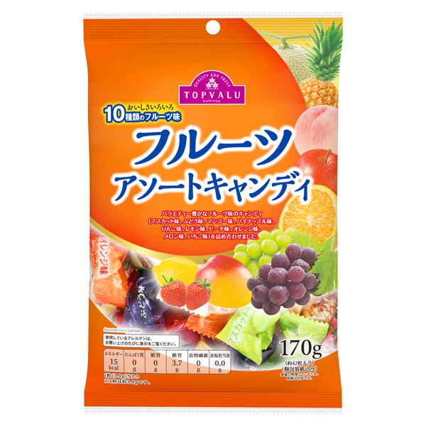 Topvalu Assorted Fruit Candy 170 g 商品画像 (メイン)