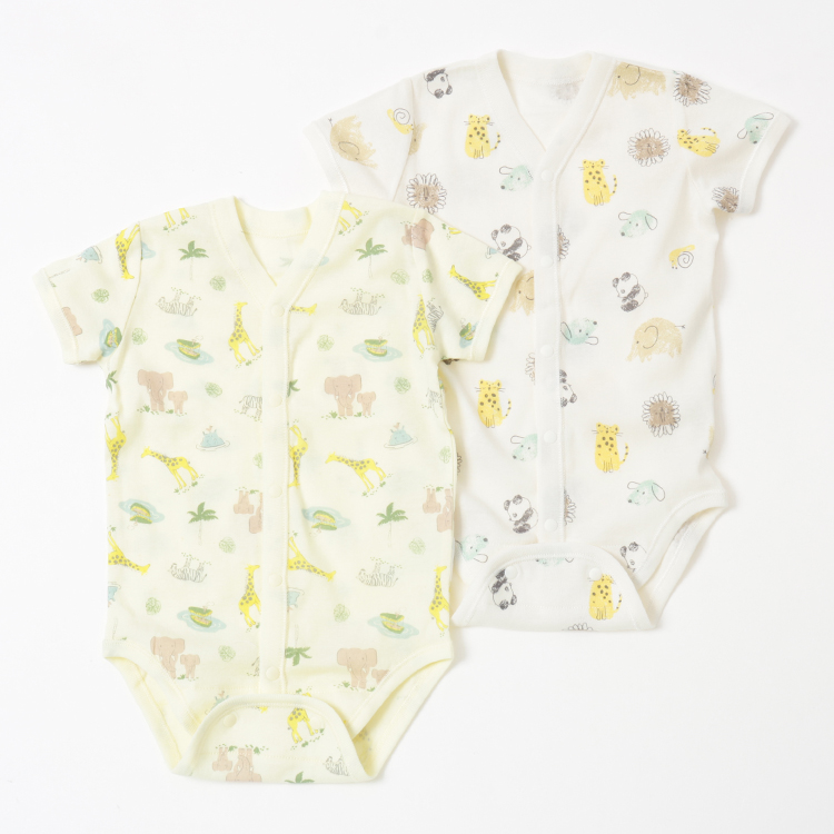 オーガニック半袖前開きボディスーツ2枚組 イオンのプライベートブランド Topvalu トップバリュ イオンのプライベートブランド Topvalu トップバリュ