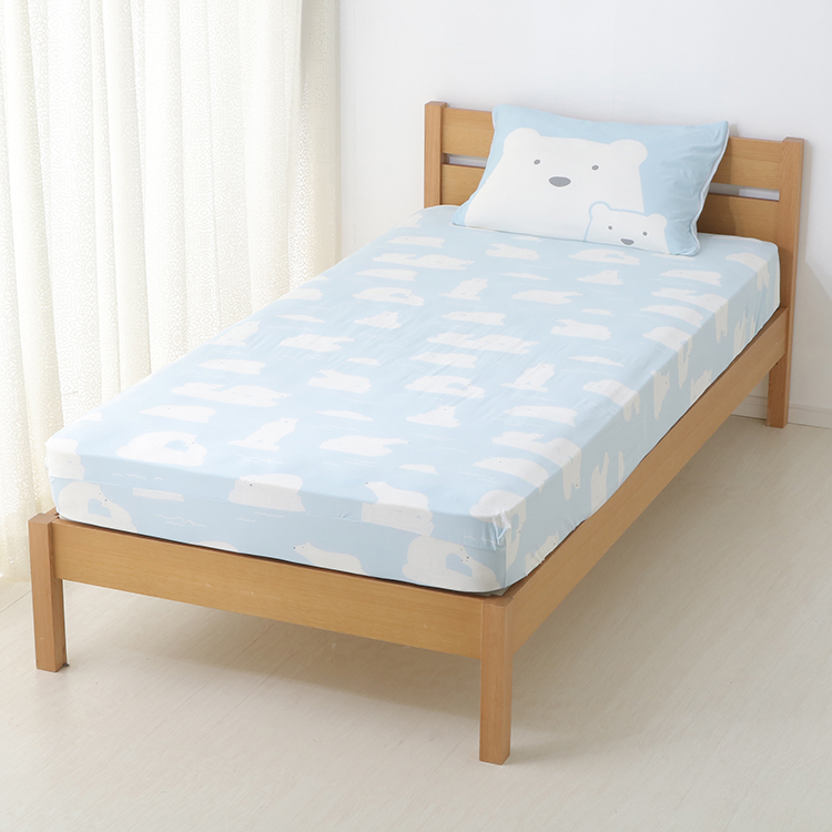 HOME COORDY COLD クール ベッド用ワンタッチシーツ シロクマ柄 シングル 商品画像 (メイン)