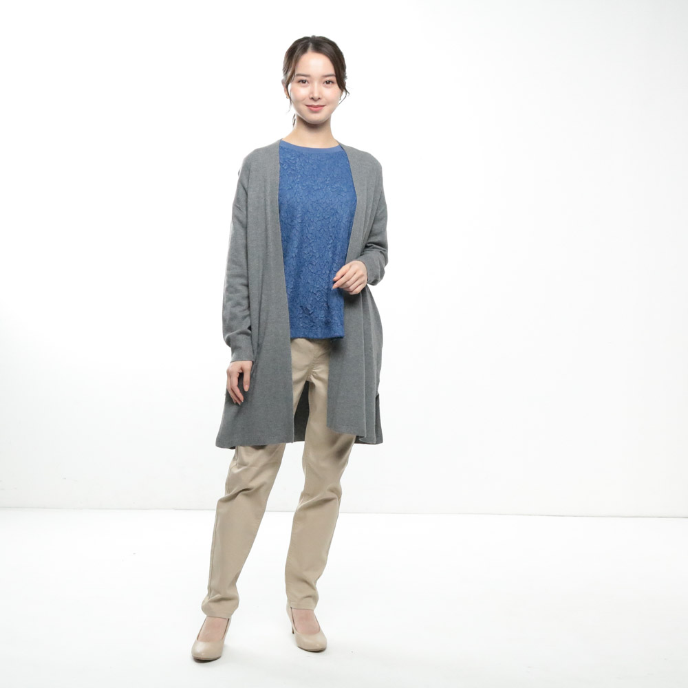 洗えるロング丈ポケット付きカーディガン イオンのプライベートブランド Topvalu トップバリュ イオンのプライベートブランド Topvalu トップバリュ