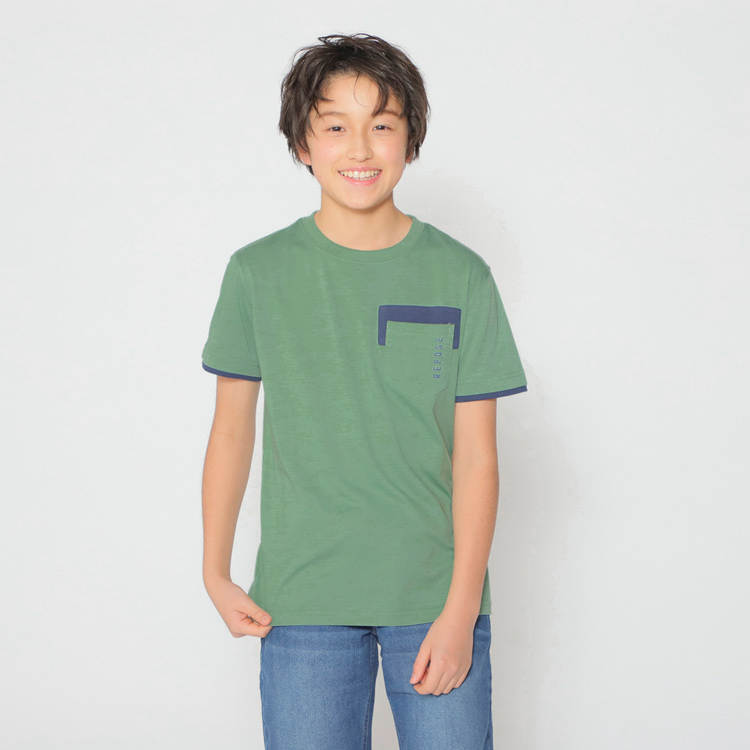 PEACE FIT COOL 胸ポケット付きプリント半袖Tシャツ