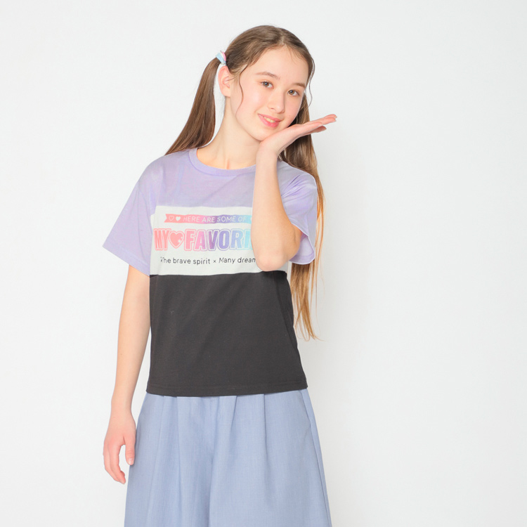 PEACE FIT COOL 胸切り替えプリント半袖Tシャツ