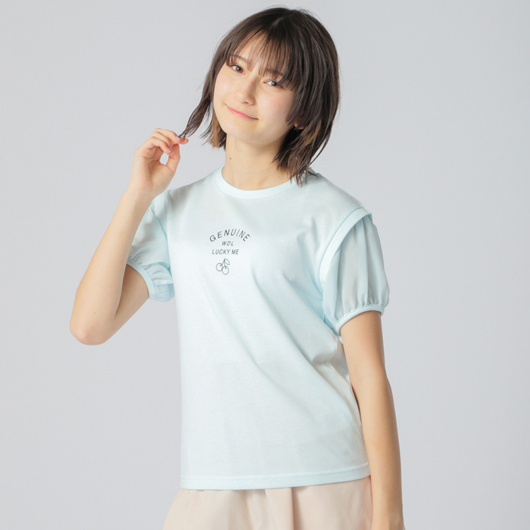 PEACE FIT COOL 袖シフォン素材プリントTシャツ
