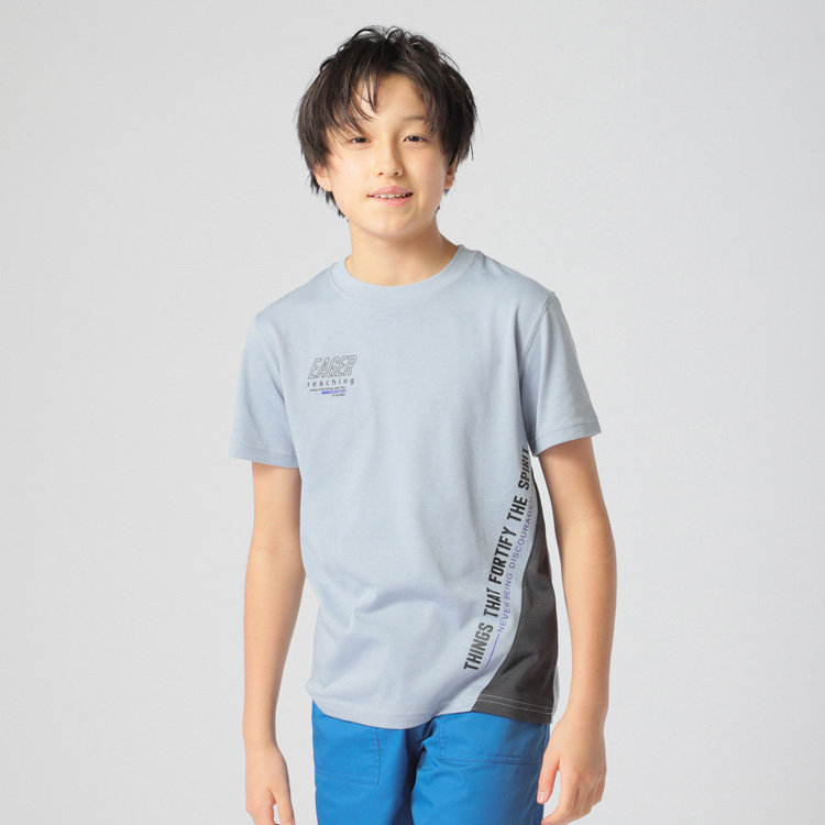 PEACE FIT COOL 配色斜め切り替えプリント半袖Tシャツ