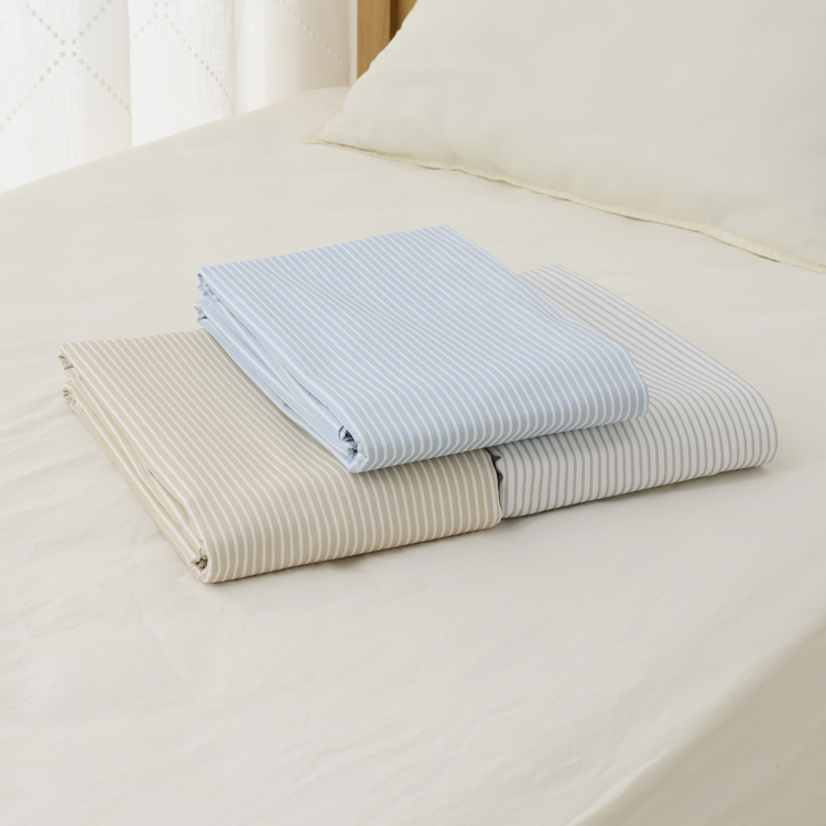 Yves Delorme ストライプ フラットシーツ ダブル Yves Delorme