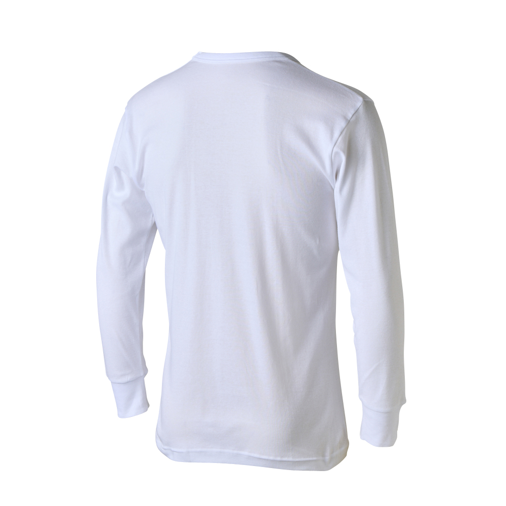 オーガニックコットン 100%(身生地) 9分袖クルーネックシャツ フライス編み 商品画像 (0)