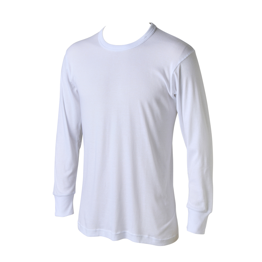 オーガニックコットン 100%(身生地) 9分袖クルーネックシャツ フライス編み 商品画像 (メイン)
