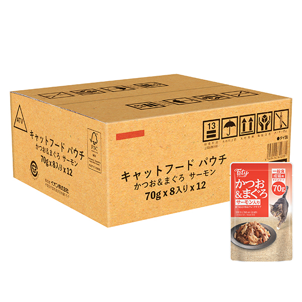 フェティ キャットフードパウチかつお&まぐろサーモン入ケース