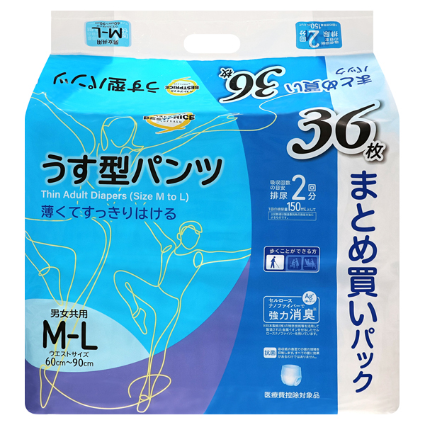 うす型パンツ M-L 特大パック 商品画像 (メイン)