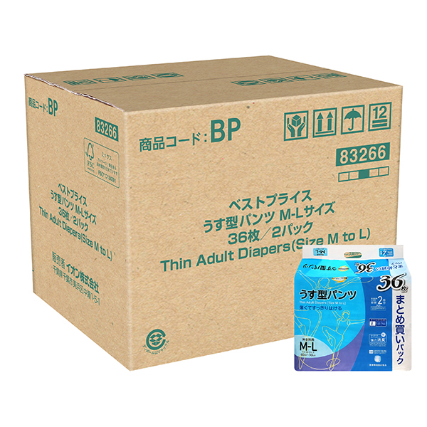 うす型パンツ M-L まとめ買いパック36枚 ケース 商品画像 (メイン)
