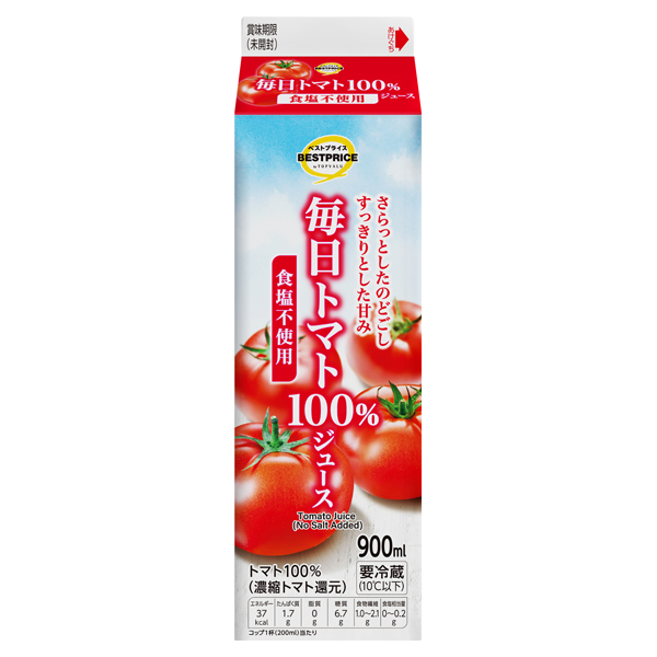 毎日トマト100%ジュース 食塩不使用 商品画像 (メイン)
