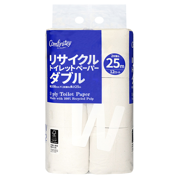 コンフィニティー ビッグ・エー専売コンフィニティーリサイクルトイレットペーパー ダブル 商品画像 (メイン)