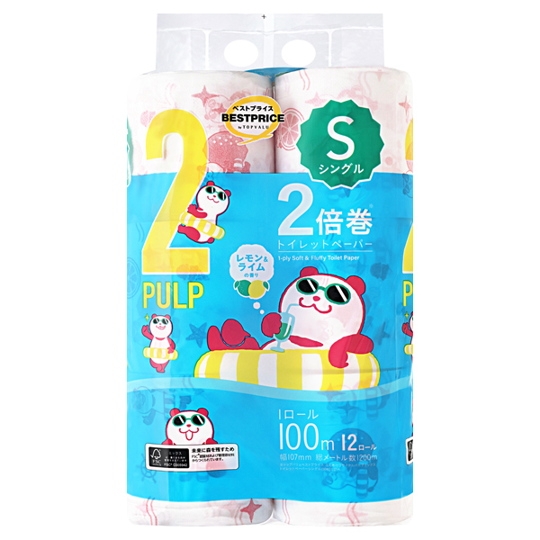 夏パンダ レモンライムの香りプリントトイレットペーパー シングル 商品画像 (メイン)