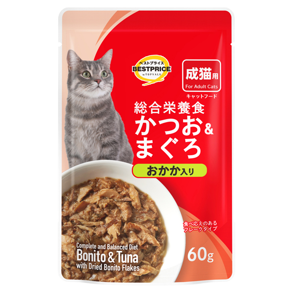 キャットフード パウチ かつお&まぐろ、おかか入(総合) 商品画像 (メイン)