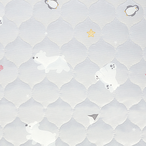 強力接触冷感敷きパッド くまペンギン柄 グレー 商品画像 (1)