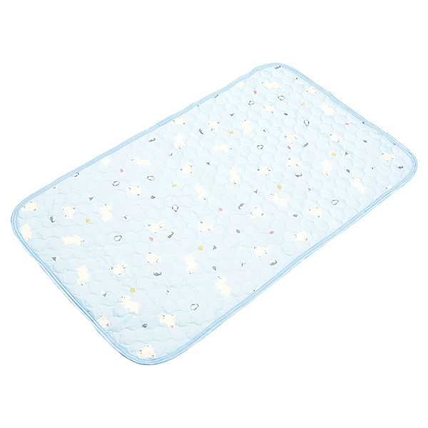 強力接触冷感敷きパッド くまペンギン柄 サックス 商品画像 (0)