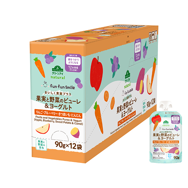 ナチュラル fun fun smile 果実と野菜のピューレ&ヨーグルト(りんご・ベリー・さつまいも・にんじん)ボール 商品画像 (メイン)