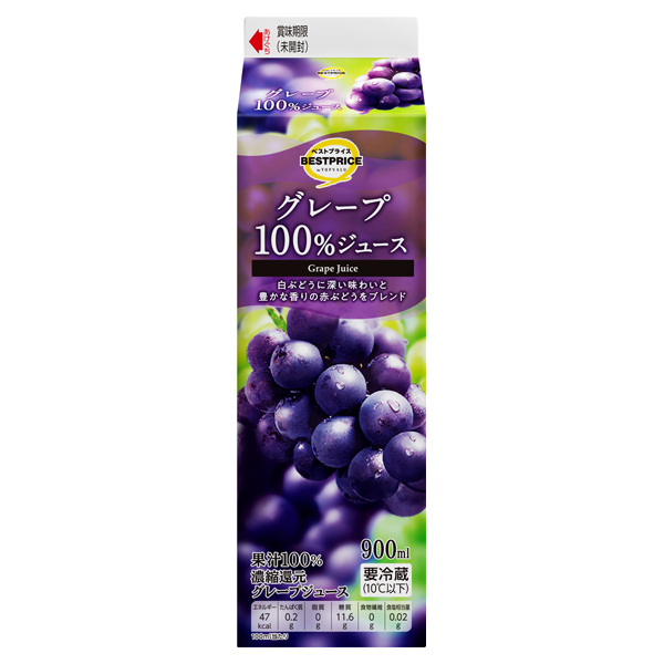 グレープ100%ジュース -イオンのプライベートブランド TOPVALU(トップ