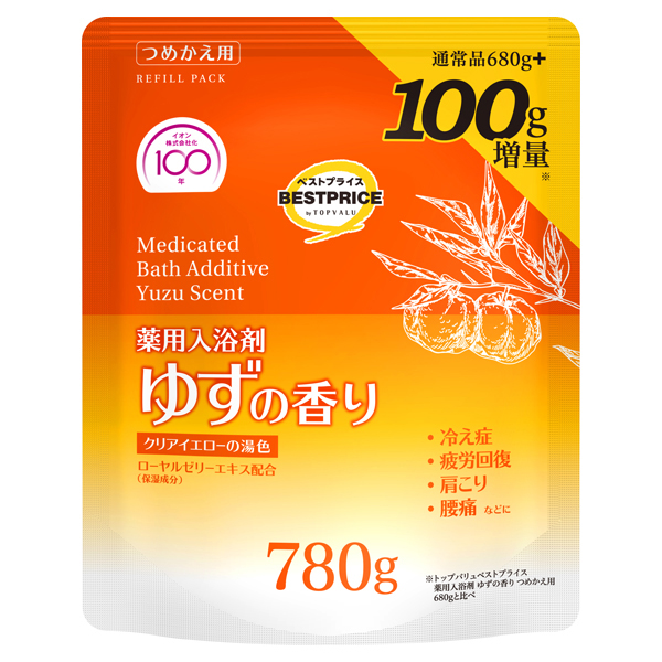 100g増量 薬用入浴剤ゆずの香り  つめかえ用