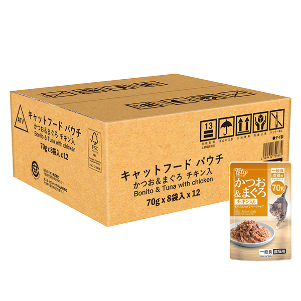 フェティ キャットフード パウチかつお&まぐろチキン入ケース