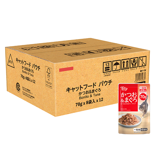 フェティ キャットフード パウチかつお&まぐろ ケース