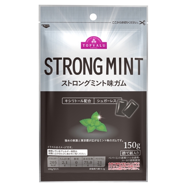 Strong Mint ストロングミント味ガム イオンのプライベートブランド Topvalu トップバリュ イオンのプライベートブランド Topvalu トップバリュ