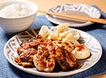 塩昆布をまぶした押し焼きチキン レシピ画像
