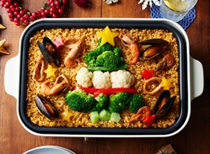 ホットプレートでつくる クリスマスパエリア レシピ画像