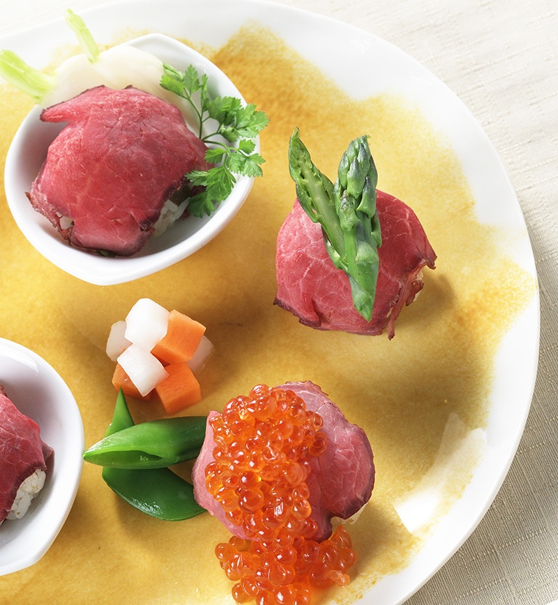ローストビーフの手まり寿司 レシピ画像