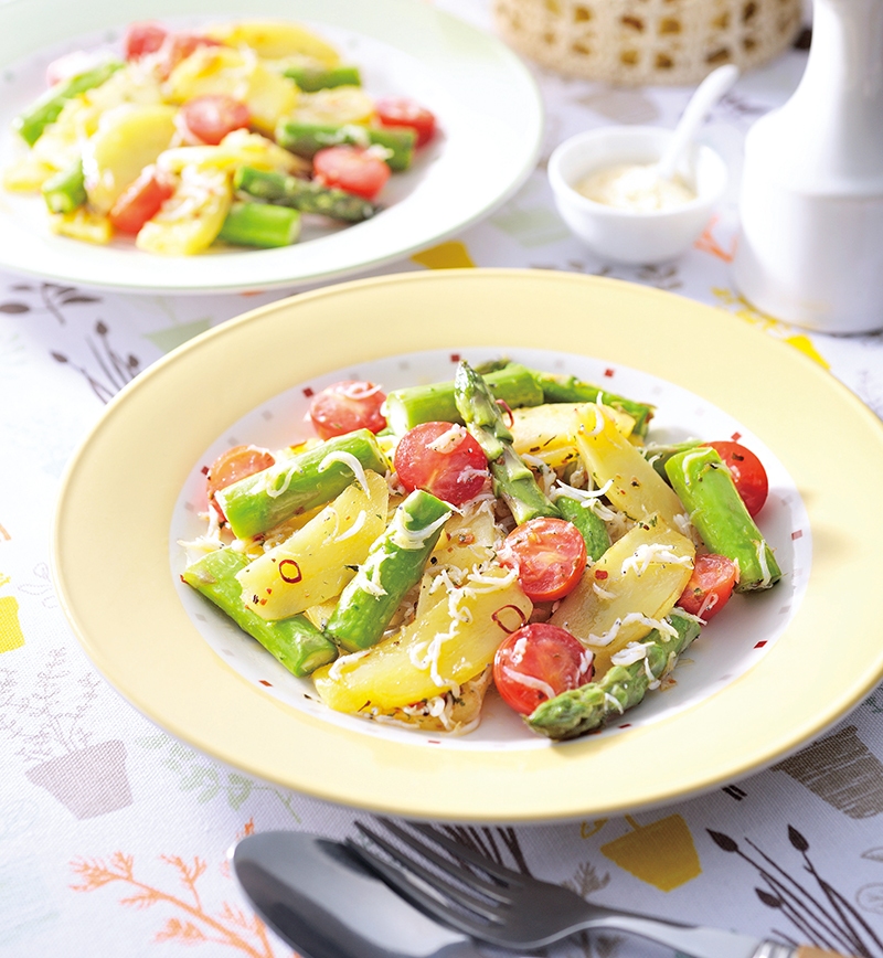 しらすと春野菜のペペロン炒め レシピ画像