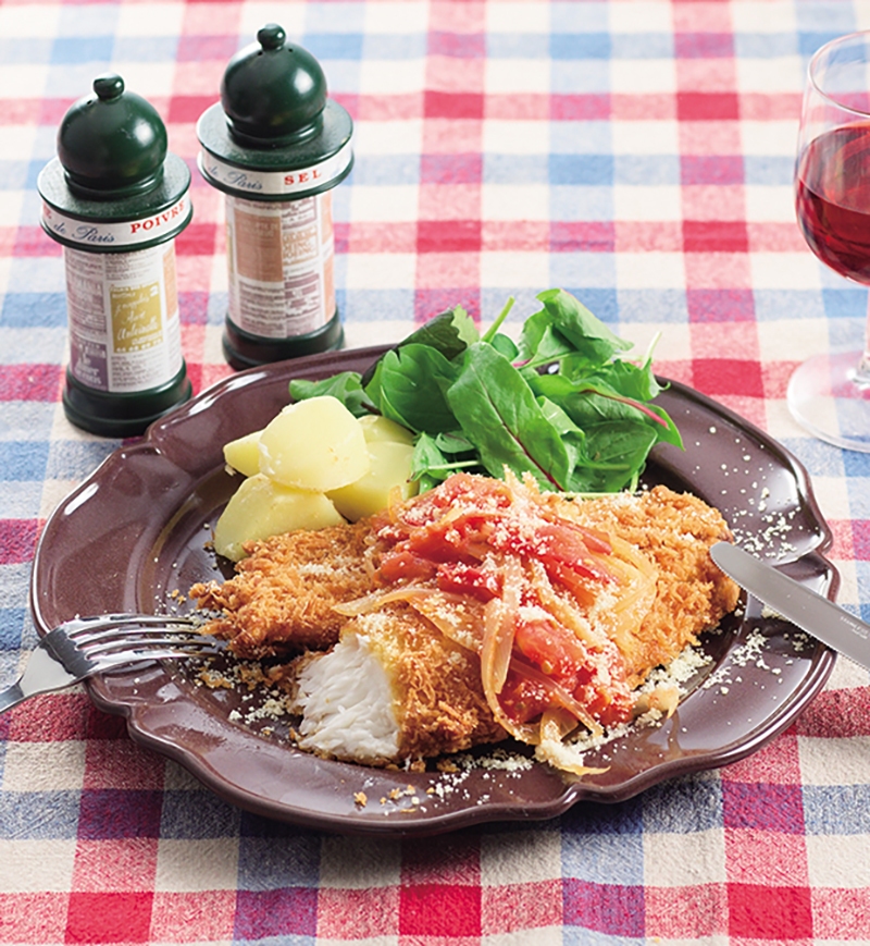 いずみ鯛のミラノ風カツレツ　トマトソース添え レシピ画像