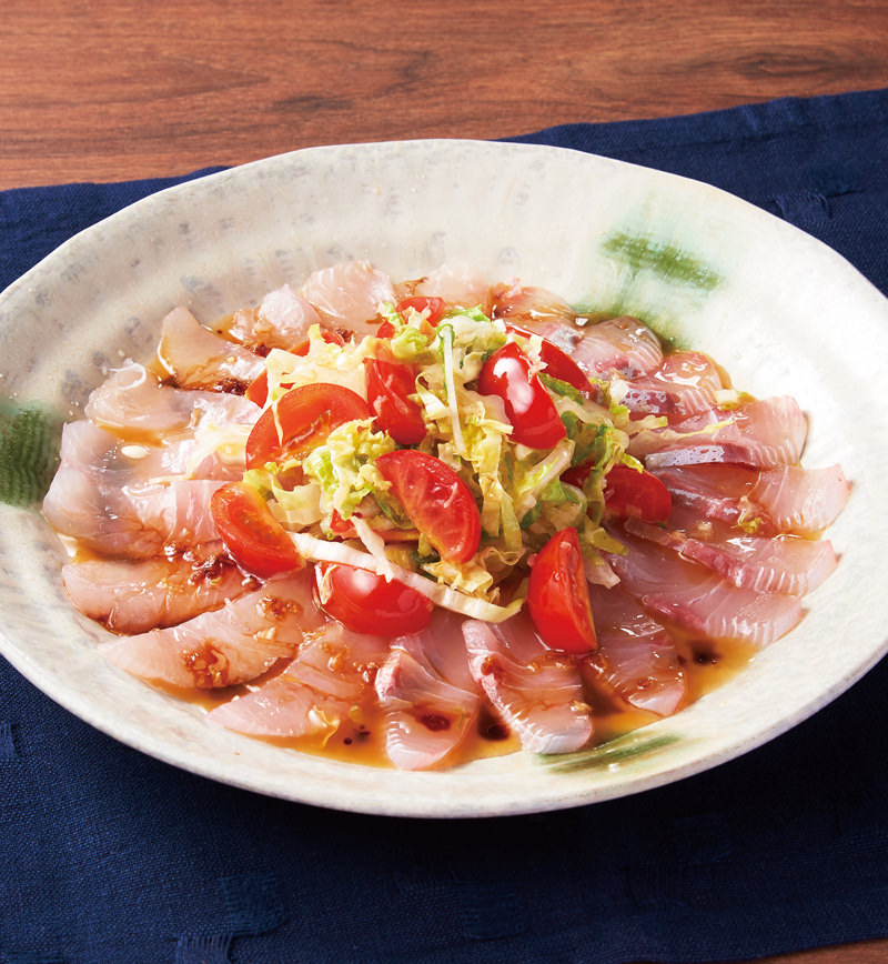 ミニトマトと白菜、白身魚のカルパッチョ レシピ画像