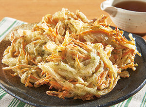 揚げずに簡単!玉ねぎとにんじんの磯部かき揚げ レシピ画像