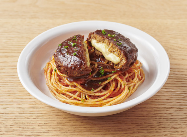 大豆からつくったハンバーグ＆トマトスパゲティ レシピ画像