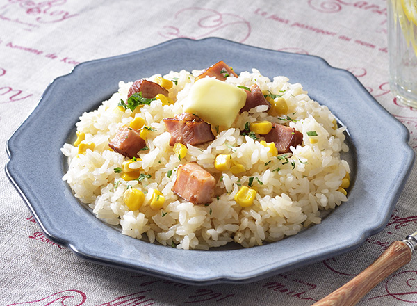 ベーコンとコーンのバターのっけご飯 レシピ画像