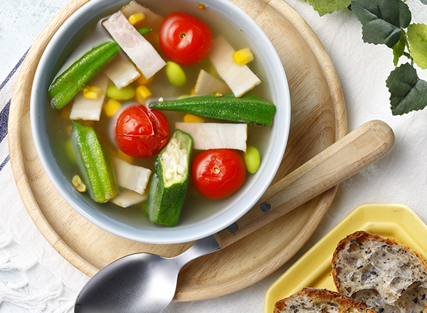 夏バテ気味の朝に!野菜たっぷりスープ レシピ画像