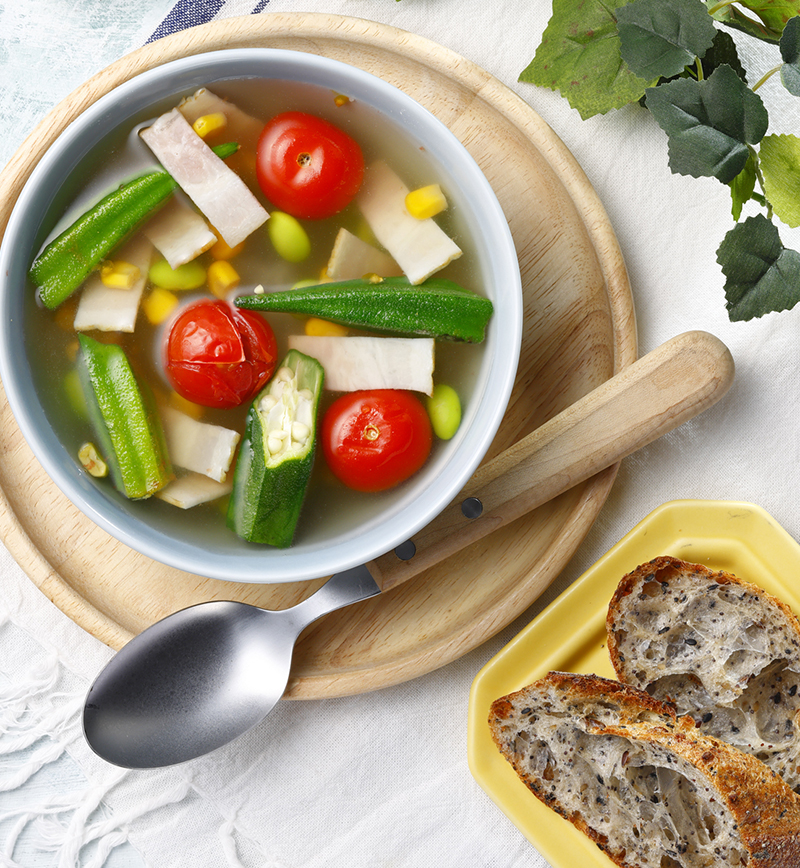夏バテ気味の朝に!野菜たっぷりスープ レシピ画像