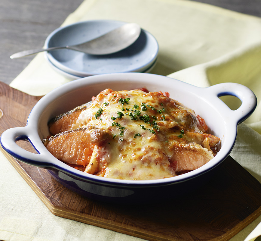 銀鮭のトマトチーズ焼き レシピ画像
