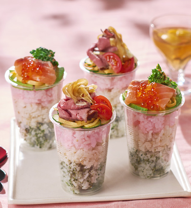春のカップ寿司ケーキ レシピ画像