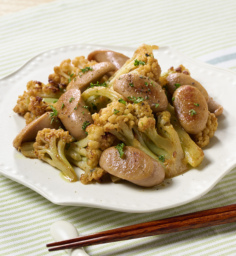 ウインナｰとカリフラワｰのカレｰバタｰ風味 レシピ画像