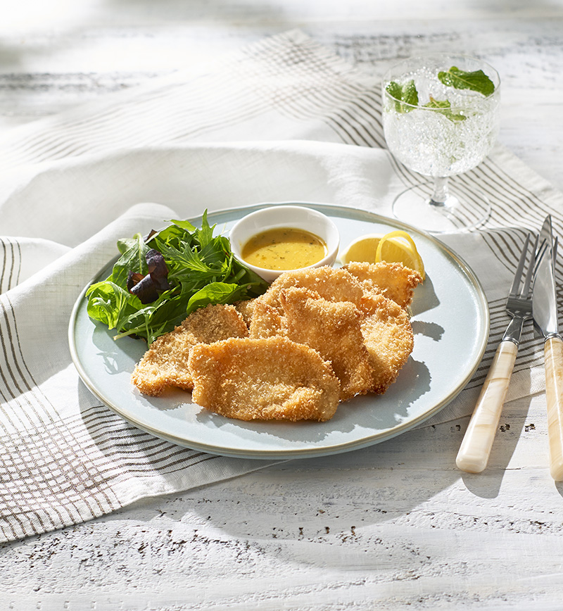 純輝鶏のシュニッツェル風レモンガーリックソース レシピ画像