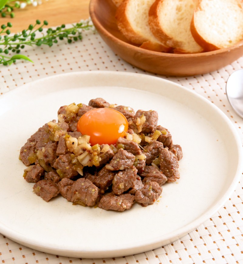 ゴロゴロ牛肉のタルタル レシピ画像