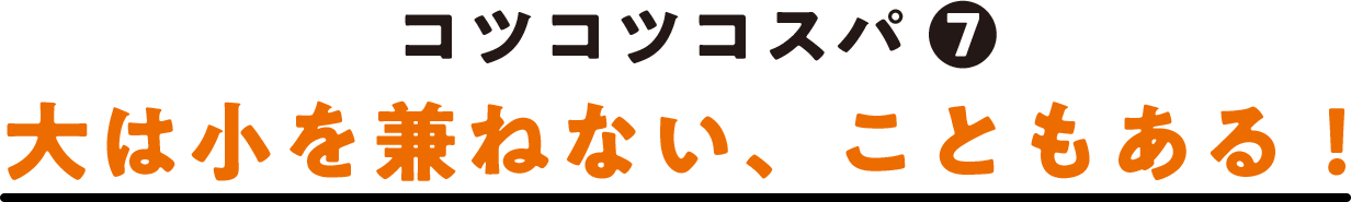 コツコツコスパ(7) 大は小を兼ねない、こともある！