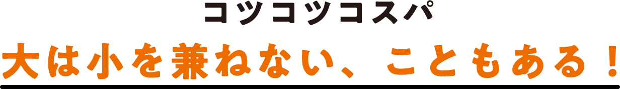 コツコツコスパ 大は小を兼ねない、こともある！